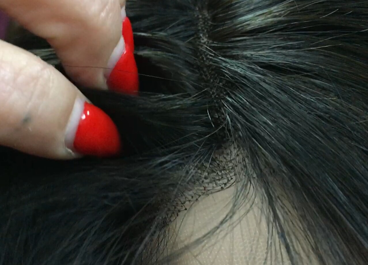 Peluca natural CLEO color 1b TOP TUL transparente efecto piel