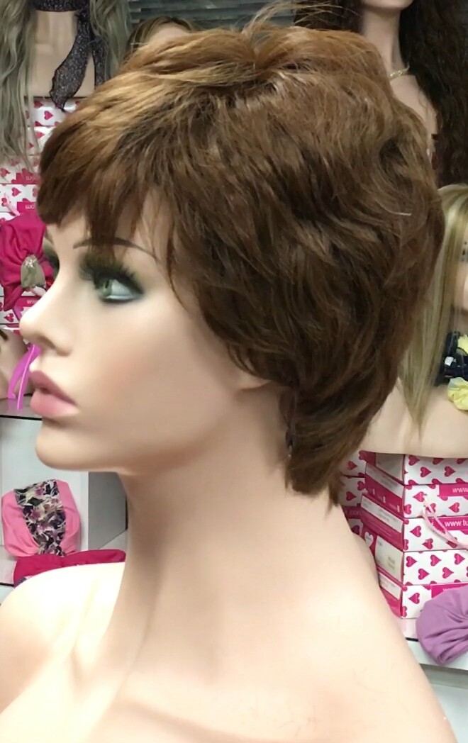 Peluca cabello natural MIA MARRON TINTE confeccion maquina
