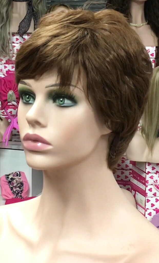 Peluca cabello natural MIA MARRON TINTE confeccion maquina