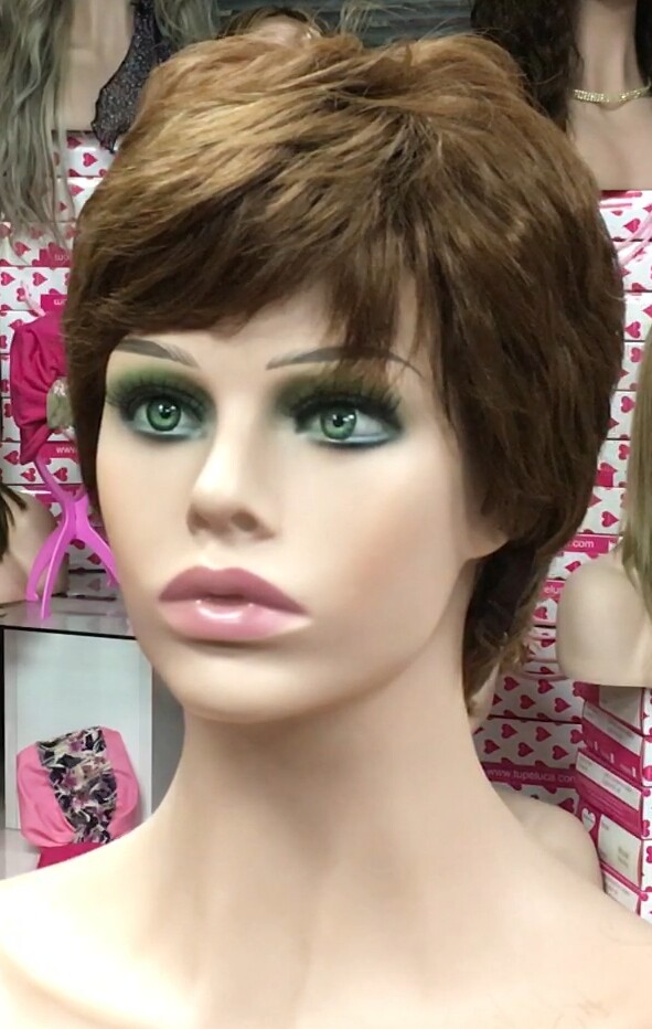 Peluca cabello natural MIA MARRON TINTE confeccion maquina