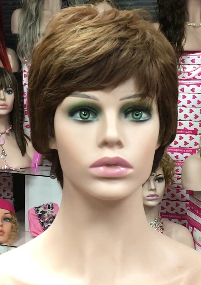 Peluca cabello natural MIA MARRON TINTE confeccion maquina