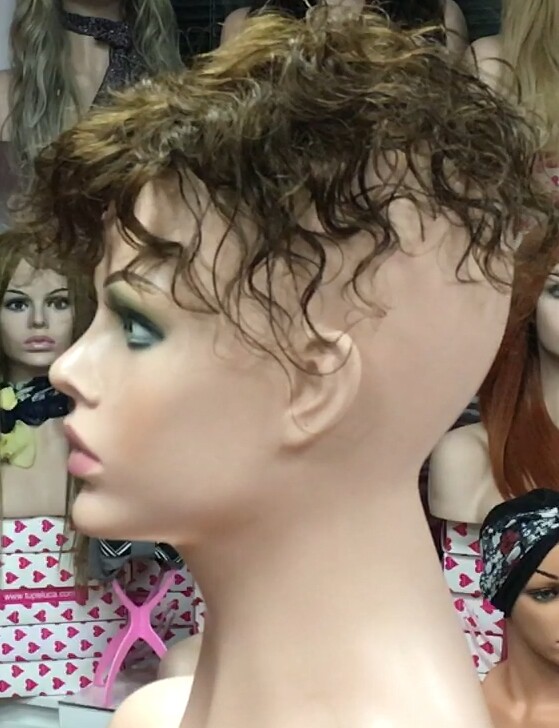 Voluminador cabello natural MINI BELINDA rizada color 5 raya de tul transparente efecto piel
