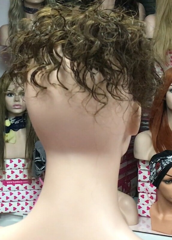 Voluminador cabello natural MINI BELINDA rizada color 5 raya de tul transparente efecto piel