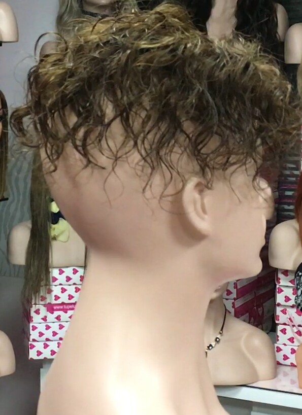 Voluminador cabello natural MINI BELINDA rizada color 5 raya de tul transparente efecto piel