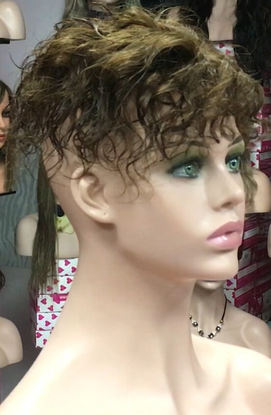 Voluminador cabello natural MINI BELINDA rizada color 5 raya de tul transparente efecto piel
