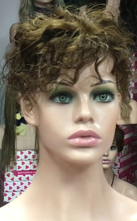Voluminador cabello natural MINI BELINDA rizada color 5 raya de tul transparente efecto piel