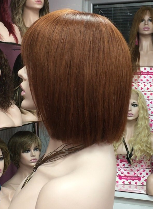 Peluca cabello natural modelo CLEO color Caoba Cobre ( tinte) confecc. MAQUINA