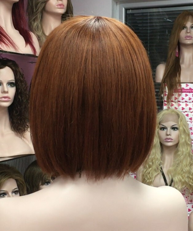 Peluca cabello natural modelo CLEO color Caoba Cobre ( tinte) confecc. MAQUINA