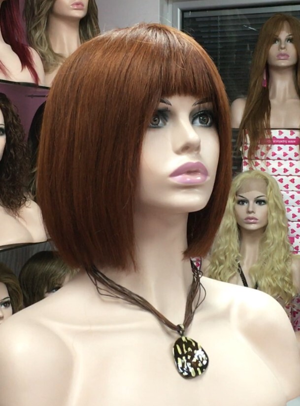 Peluca cabello natural modelo CLEO color Caoba Cobre ( tinte) confecc. MAQUINA