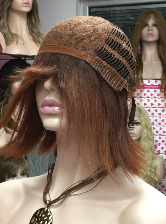 Peluca cabello natural modelo CLEO color Caoba Cobre ( tinte) confecc. MAQUINA