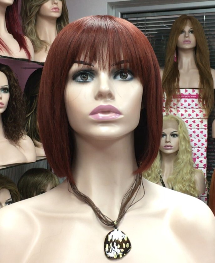 Peluca cabello natural modelo CLEO color Caoba Rojizo MAQUINA