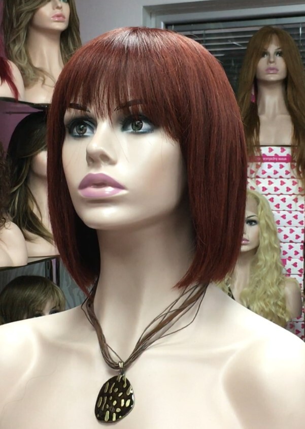 Peluca cabello natural modelo CLEO color Caoba Rojizo MAQUINA