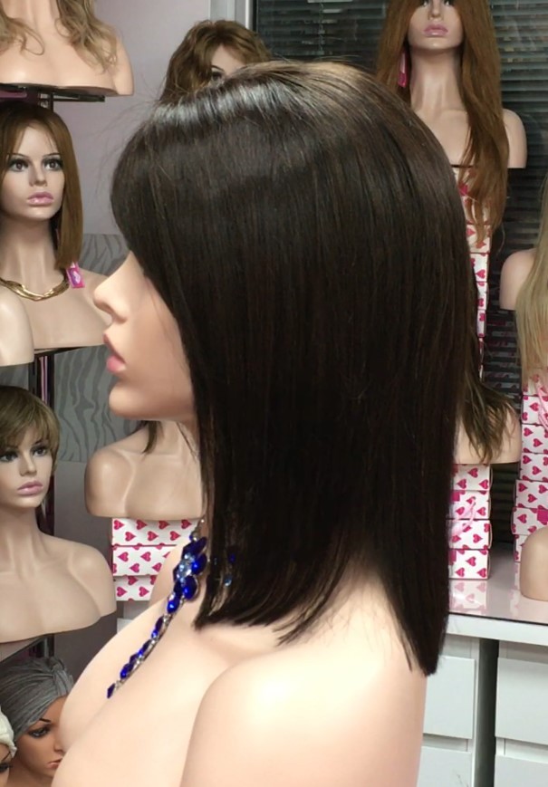 Peluca natural CECILIS color 2 Raya de tul transparente