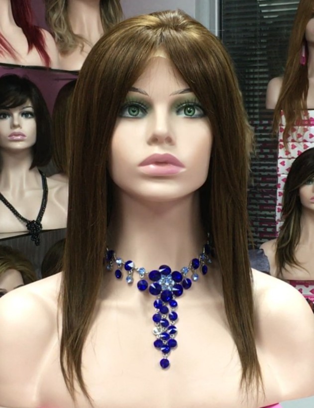 Peluca natural CLARA color 5 Top de Tul ENTERO