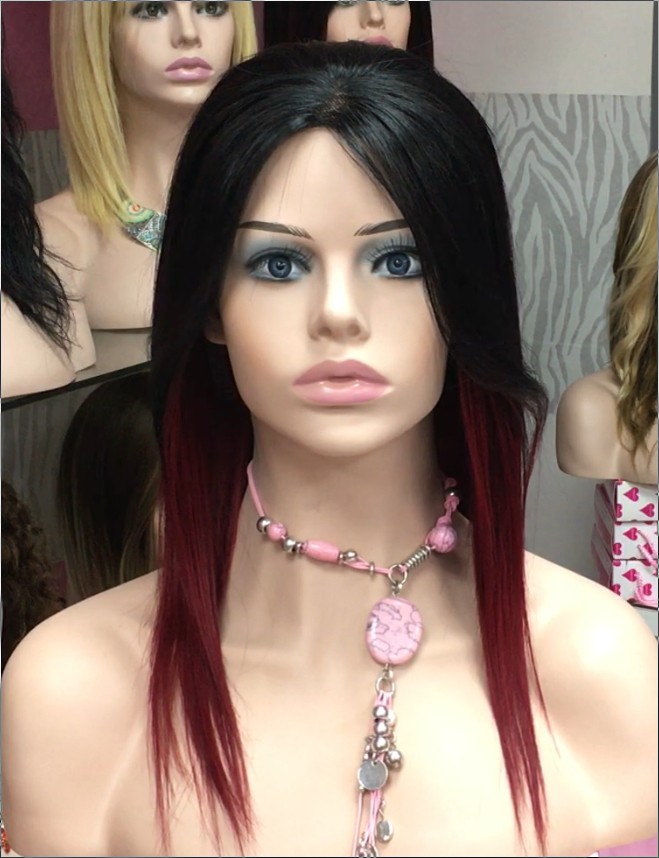 Peluca natural CLARIS color 1bT39 FRONTAL de tul