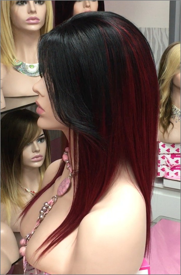 Peluca natural CLARIS color 1bT39 FRONTAL de tul