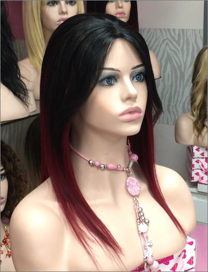 Peluca natural CLARIS color 1bT39 FRONTAL de tul