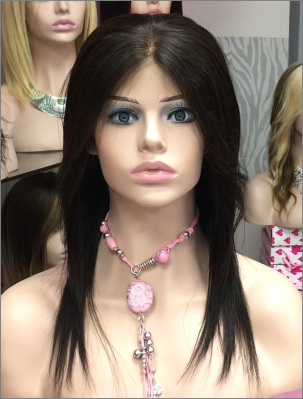 Peluca natural CLARIS color 2 FRONTAL de tul