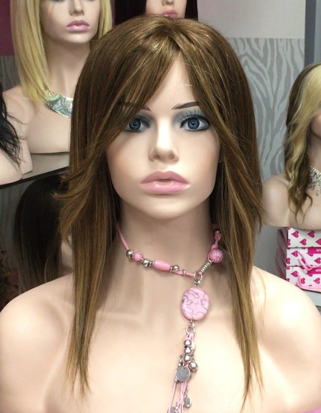 Peluca natural CLARIS color 5R4h27 Raya de tul transaprente