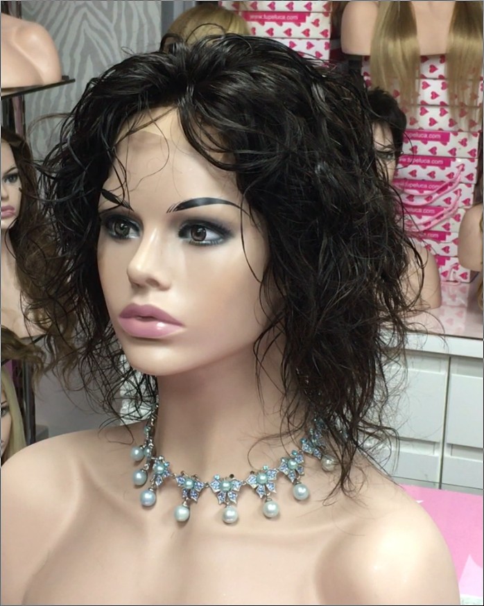 Peluca rizada natural KRISTEL color 2 Frontal de Tul
