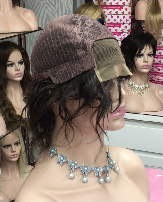 Peluca rizada natural KRISTEL color 2 Frontal de Tul