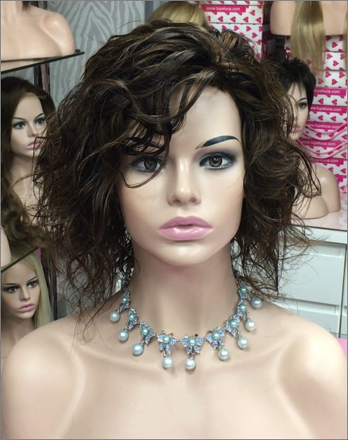 Peluca rizada natural KRISTEL color 2H5 Frontal de Tul