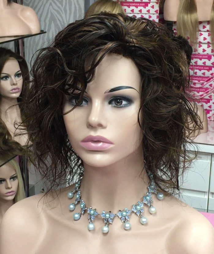 Peluca rizada natural KRISTEL color 2H5 Frontal de Tul