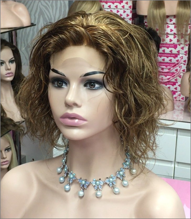 Peluca rizada natural KRISTEL color 4H27 Frontal de Tul