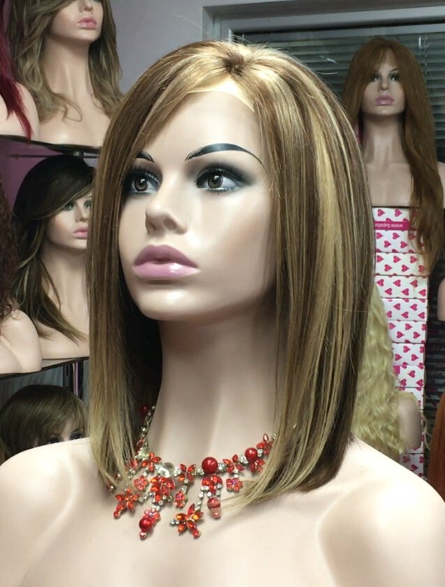 Peluca natural modelo Melany 5H16 mechas con tinte RAYA de Tul