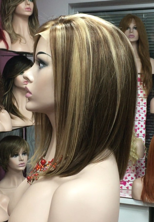 Peluca natural modelo Melany 5H16 mechas con tinte RAYA de Tul