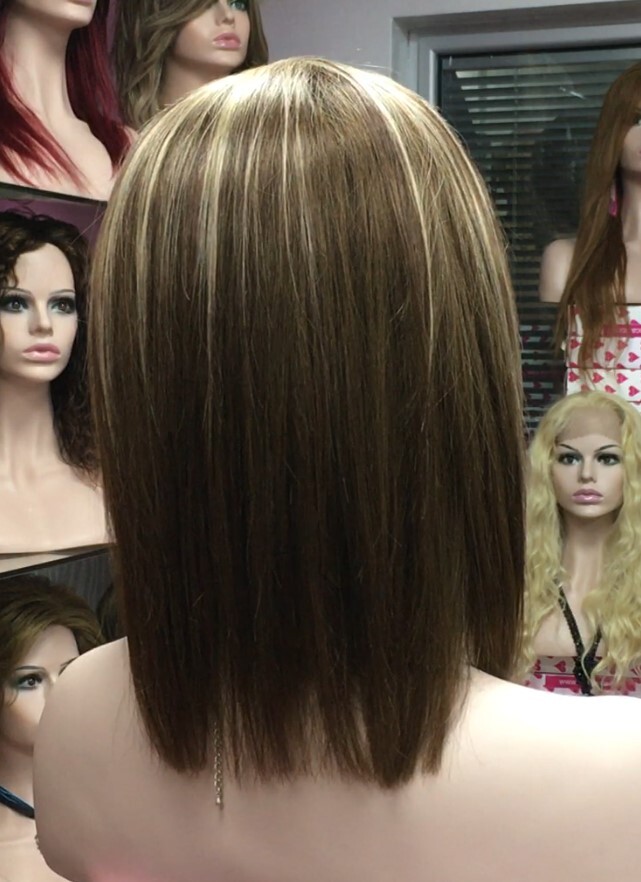 Peluca natural modelo Melany 5H16 mechas con tinte RAYA de Tul