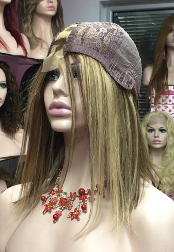 Peluca natural modelo Melany 5H16 mechas con tinte RAYA de Tul