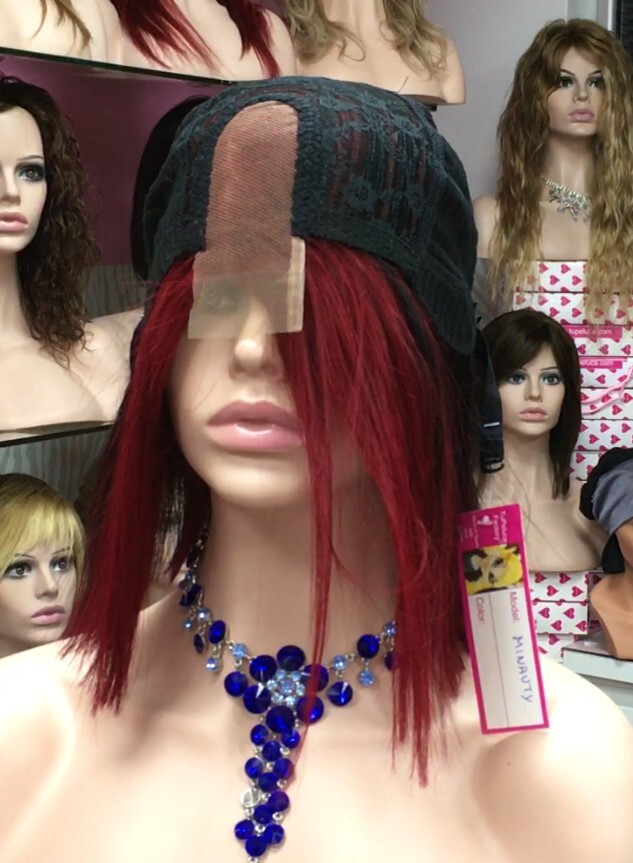 Peluca natural MINAUTI color 1TT39 RAYA de tul transparente