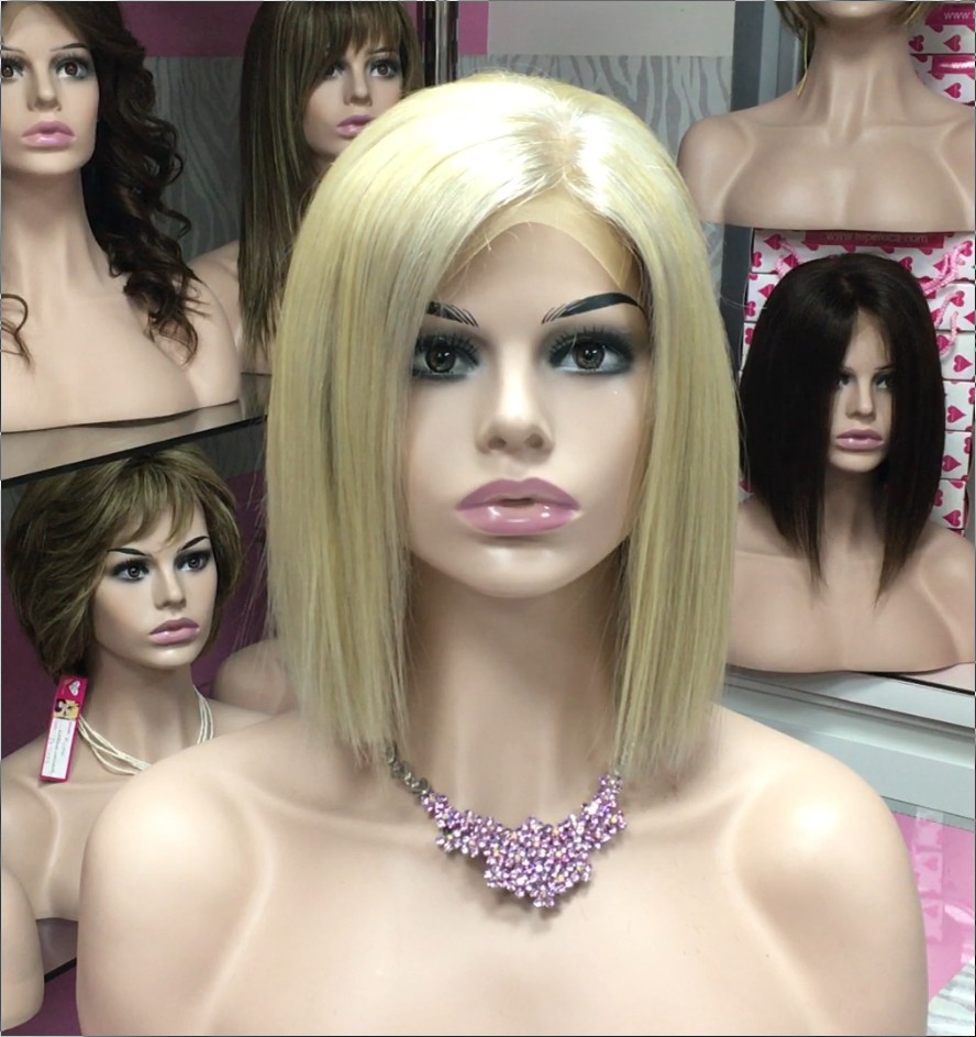 Peluca cabello natural Minauti color 613-plata TOP de TUL transparente