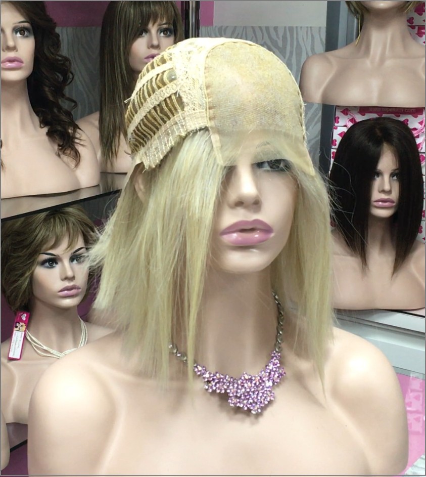 Peluca cabello natural Minauti color 613-plata TOP de TUL transparente