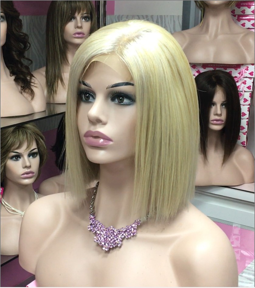 Peluca cabello natural Minauti color 613-plata TOP de TUL transparente
