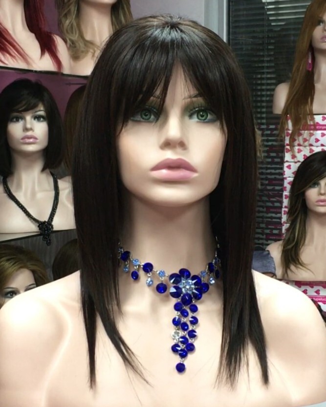 Peluca cabello natural Veronica TOP de TUL ENTERO color 1b