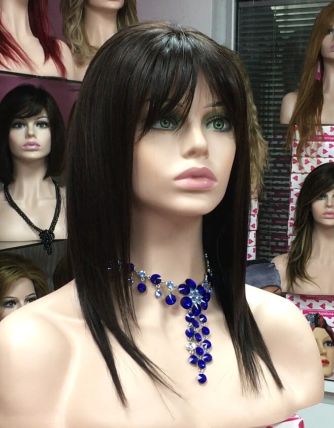 Peluca cabello natural Veronica TOP de TUL ENTERO color 1b