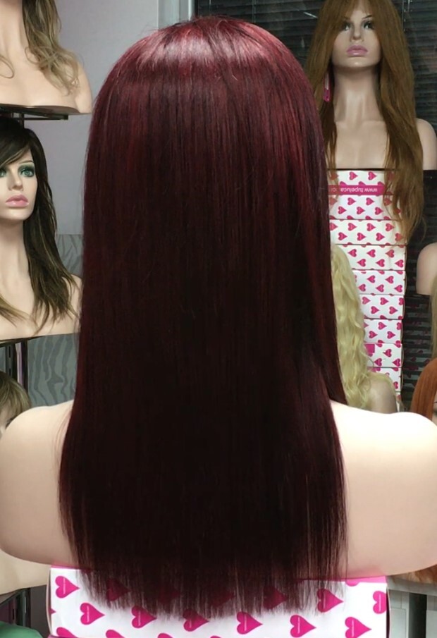 Peluca cabello natural Veronica TOP de TUL ENTERO color base 2 + tinte 7.6