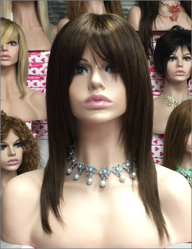 Peluca cabello natural Veronica color 2H5 RAYA de TUL transparente efecto piel