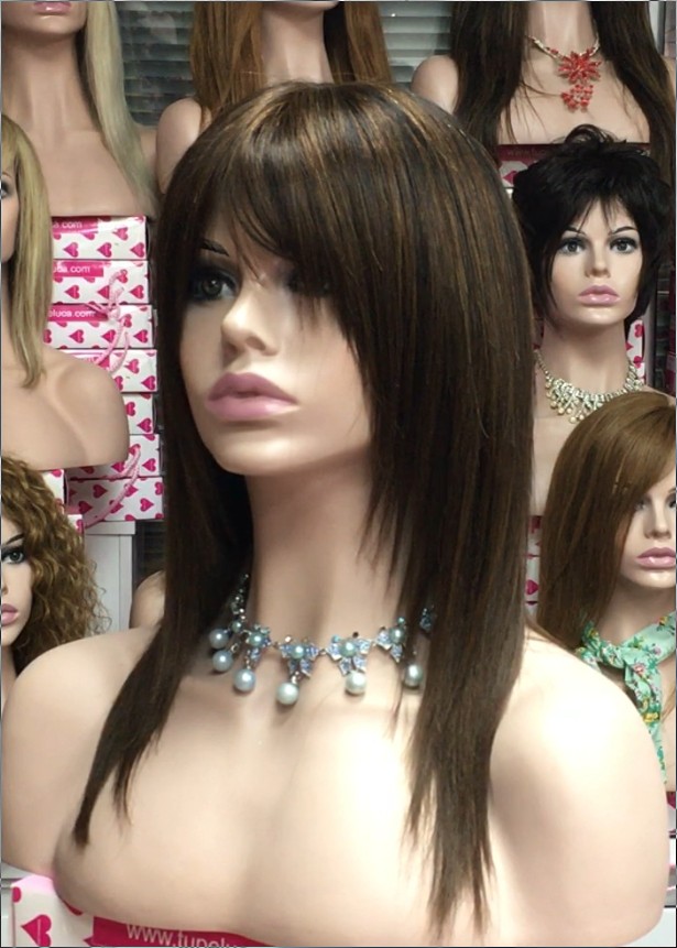 Peluca cabello natural Veronica color 2H5 RAYA de TUL transparente efecto piel