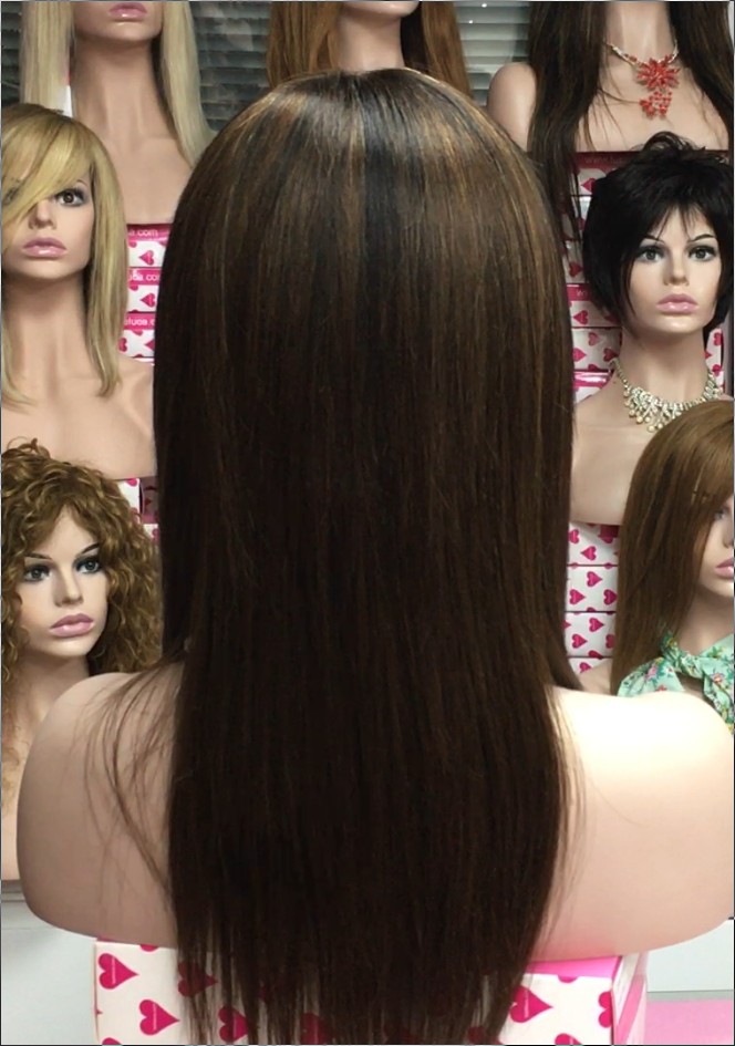 Peluca cabello natural Veronica color 2H5 RAYA de TUL transparente efecto piel