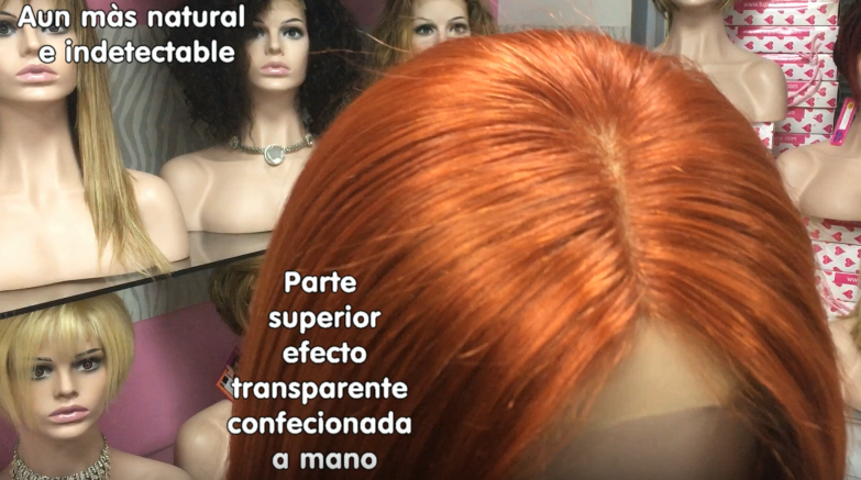 Peluca natural larga lisa CLARA, TOP TUL COMPLETO color 130
