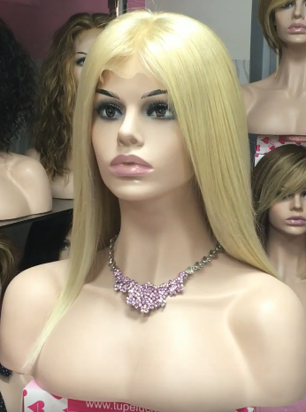 Peluca natural larga lisa CLARA, TOP TUL COMPLETO color 613 PLATA