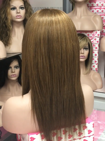 Peluca natural larga lisa CLARA, TOP TUL COMPLETO color 8