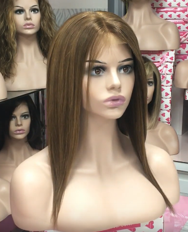 Peluca natural larga lisa CLARA, TOP TUL COMPLETO color 8