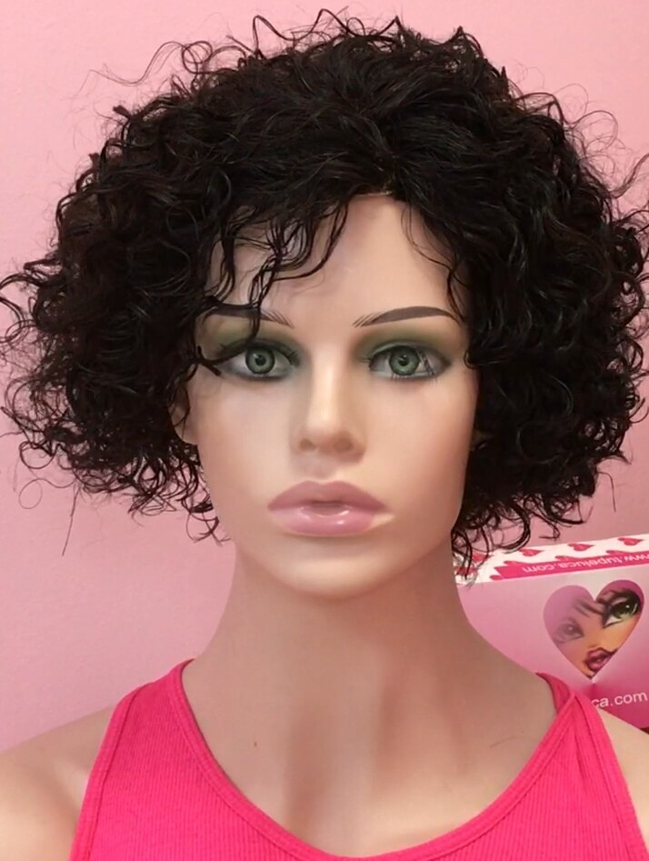 Peluca rizada natural AINHOA color 1 RAYA DE TUL