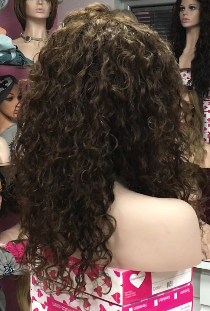 Peluca de cabello rizado natural ADELAIDE color 5 confecc a maquina