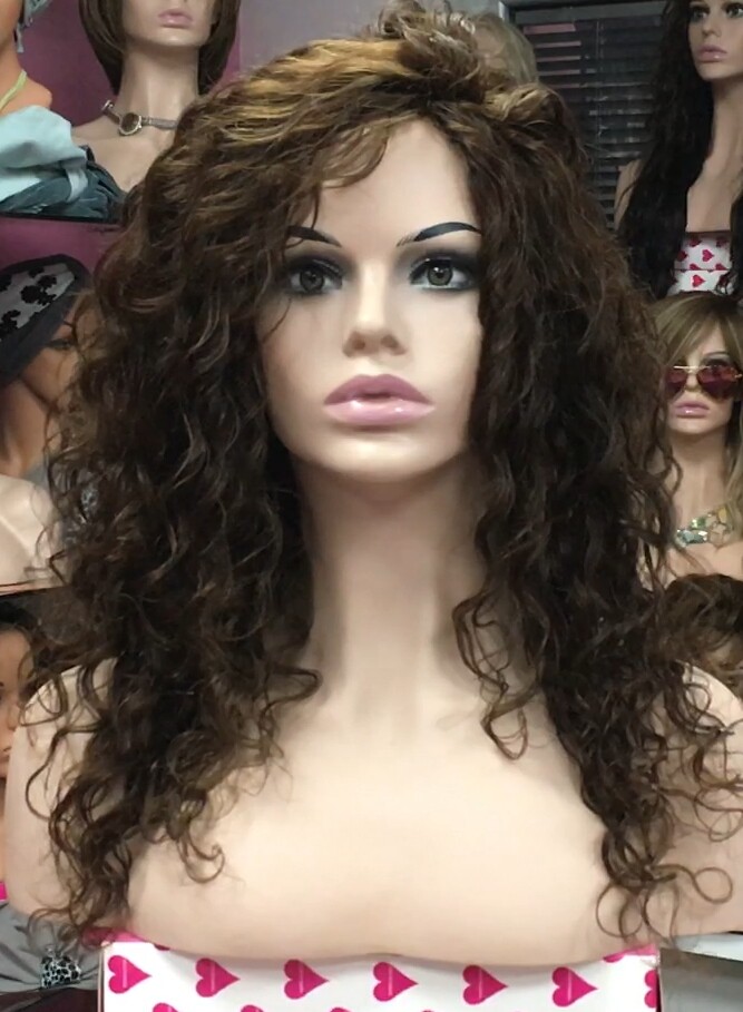 Peluca de cabello rizado natural ADELAIDE color 5 confecc a maquina