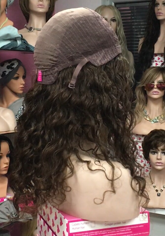 Peluca de cabello rizado natural ADELAIDE color 5 confecc a maquina